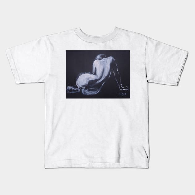 Black And White Curves - Female Nude Kids T-Shirt by CarmenT